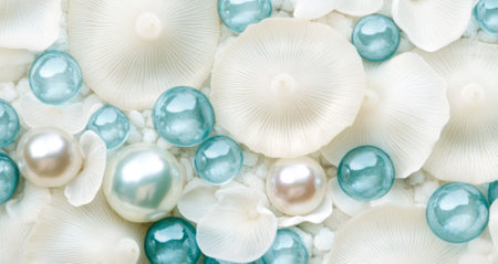 Close-up of coral and pearls macro photography showcasing textures and colors, AI generatedの素材