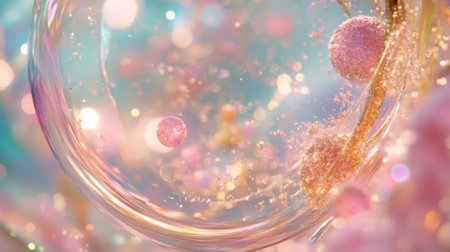 Cosmos and microbiome fusion featuring a sparkling sphere, ideal for background, AI generatedの素材