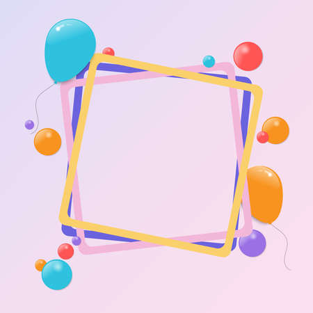 colors frame banner with colorful balloon flying on backgroundのイラスト素材
