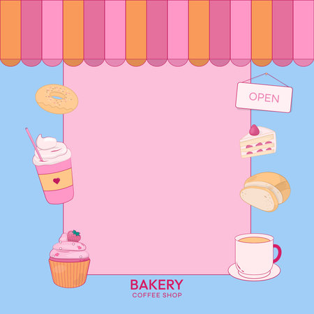 Strawberry with pink and cream background, space for copy text. Vector illustrationのイラスト素材