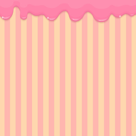 Pink liquid with pastel striped background, design for bakery background, banner, and label.のイラスト素材