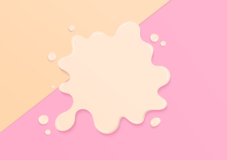 Bakery background. Cream liquid splash on a pink and beige background with copy space.のイラスト素材