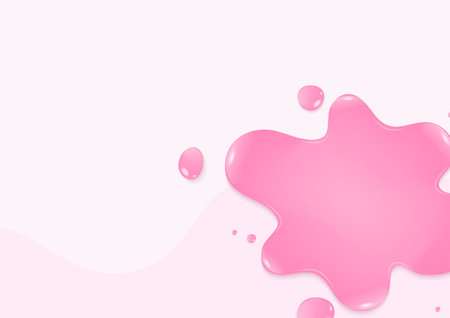 Bakery background concept. Pink bubble or strawberry juice splashing on a light pink background with copy space.のイラスト素材