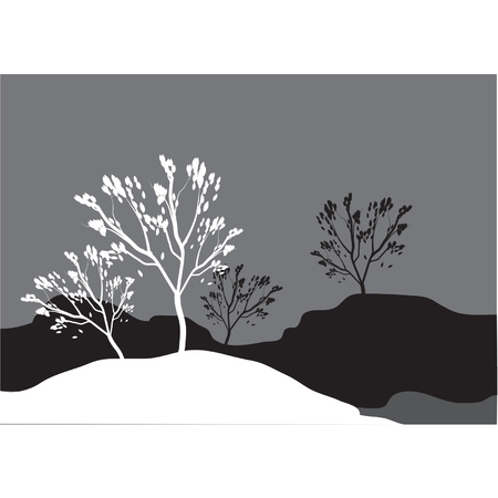 Silhouettes of tree in snowのイラスト素材