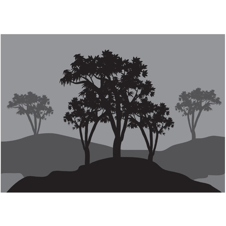 Silhouettes of three treesのイラスト素材