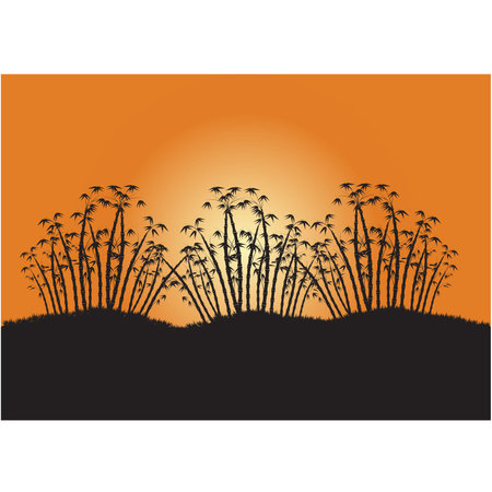 Silhouettes three clump of bambooのイラスト素材