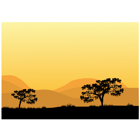 Silhouettes of trees at the noonのイラスト素材