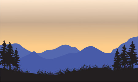Silhouette of blue mountain at the sunsetのイラスト素材