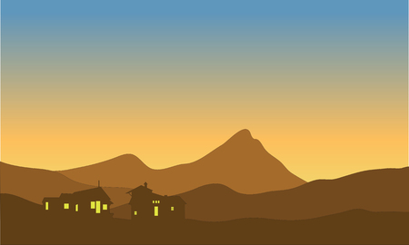 Landscape house in the mountain at the morningのイラスト素材