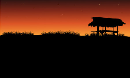 Silhouette of gazebo and grass at the afternoonのイラスト素材