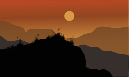 silhouette of grass in the hillsのイラスト素材