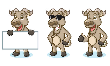 Burly Wood Goat Mascot happy, pose and bring boardのイラスト素材