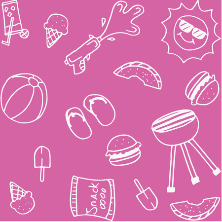 Set of piknik doodle artのイラスト素材