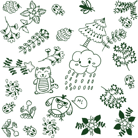 Simple flower doodle art with white backgroundsのイラスト素材