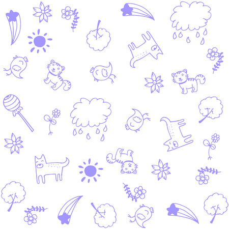 Animal for child doodle art with white backgroundsのイラスト素材