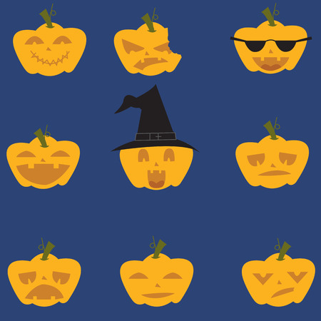 Doodle Halloween expresion pumpkins vector art illustrationのイラスト素材
