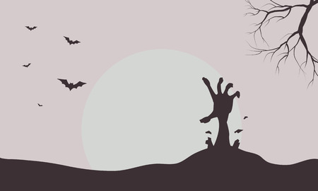 Silhouette of hand zombie and bat illustrationのイラスト素材