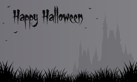 Halloween gray backgrounds big castle vector illustrationのイラスト素材