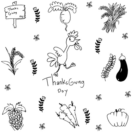 Doodle of han draw vegetable thanksgiving vectorのイラスト素材