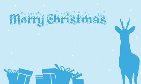 Merry Christmas Backgrounds gift and deer of silhouette illustrationのイラスト素材