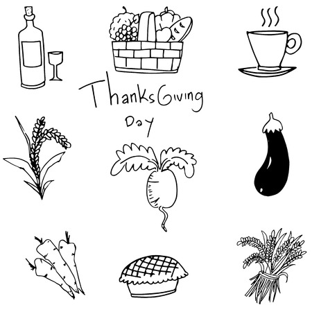 Doodle of vegetable set thanksgiving vector art illustrationのイラスト素材