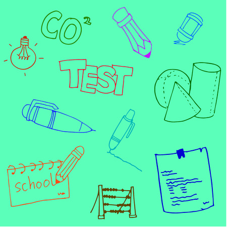 Doodle school collection stock hand draw illustrationのイラスト素材