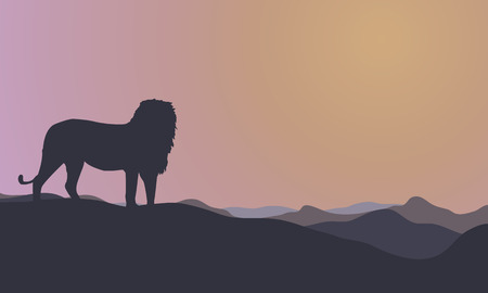 Landscape lion silhouettes at morning a very beautifulのイラスト素材