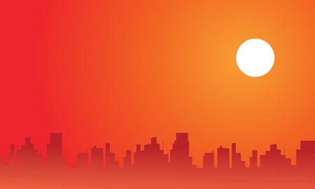 At afternoon city scenery silhouettes vector illustrationのイラスト素材
