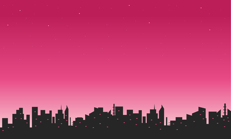 Silhouette of city and sky beautiful illustrationのイラスト素材