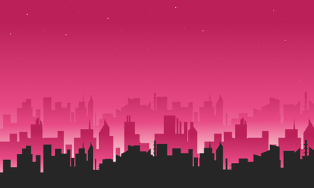 Big city silhouettes illustration a beautiful sceneryのイラスト素材