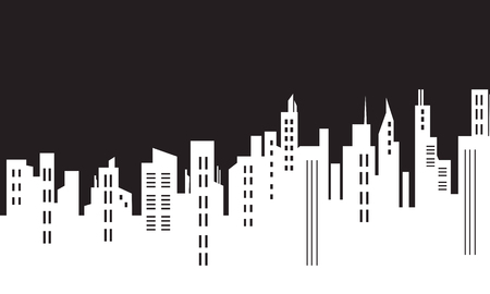 Silhoueutte of city black white backgrounds illustrationのイラスト素材