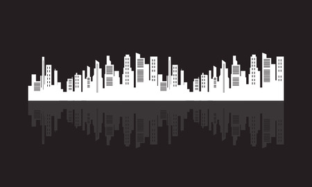Flat silhouette city design vector illustration black whiteのイラスト素材