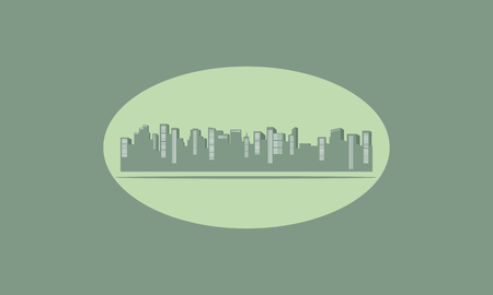 Silhouette of flat city scenery vector illustrationのイラスト素材
