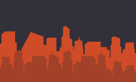 Silhouette of building city at the nightのイラスト素材