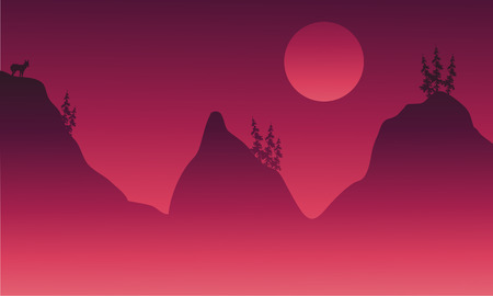 Scenery hills and animal in fog stock vectorのイラスト素材