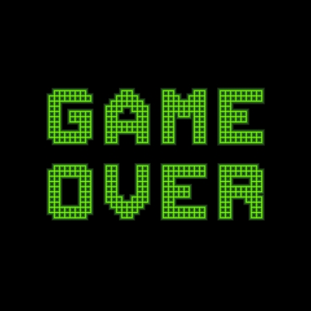 Game over message on a green grid digital displayのイラスト素材