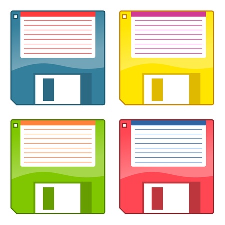 4 multicolored 3 5 inch floppy disksのイラスト素材