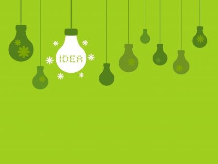 Lightbulbs on green backgroundのイラスト素材