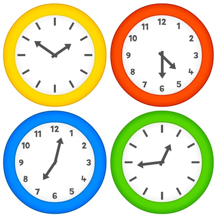 Multicoloured vector clocksのイラスト素材