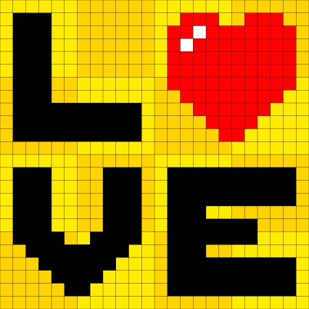 8-bit pixel-art love posterのイラスト素材