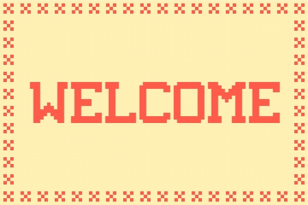 Pixel Welcome Matt in with a Cross Border and Plain Backgroundのイラスト素材