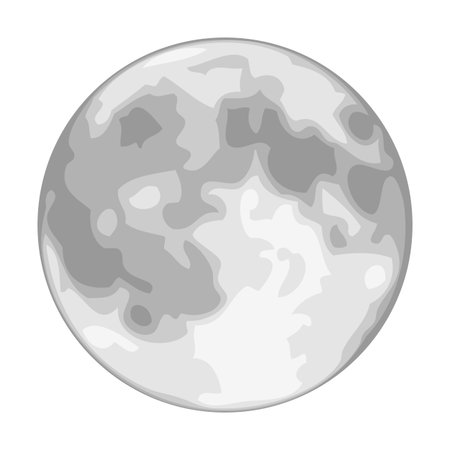 Vector full moon isolated on white. Each shade of grey is on its own separate layer for easy manipulationのイラスト素材