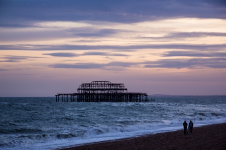 Evening shot of the West Pier, Brightonの写真素材