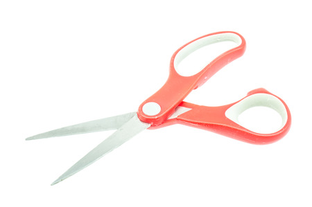 Red Scissors isolated on white backgroundの写真素材