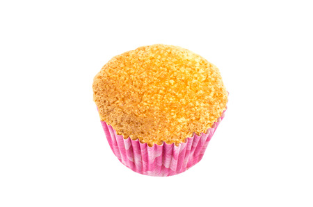 homemade sponge cake isolated on white backgroundの写真素材