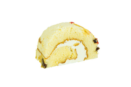 Yam roll with raisin isolated on white backgroundの写真素材