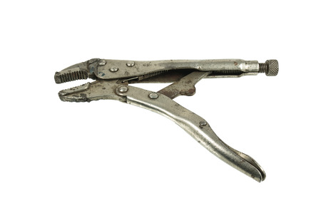 Old locking pliers isolated on a white backgroundの写真素材