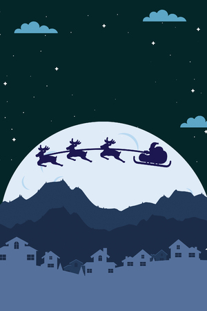 santa and deer christmas cardの写真素材