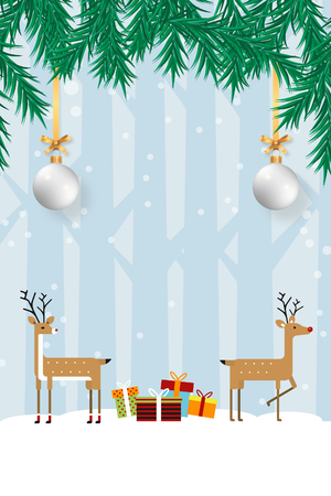 reindeer christmas card with giftの写真素材