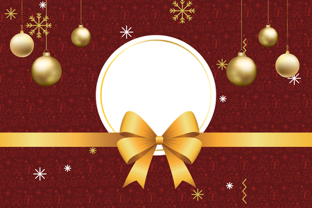 red christmas card with hanging accesoriesの写真素材